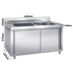Topfspülschrank - 1600x600mm - Mit 2 Becken