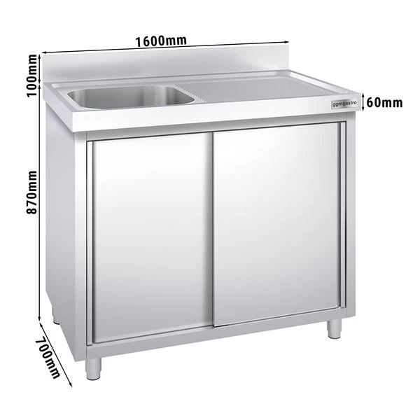 Spülschrank PREMIUM - 1600x700mm - Mit 1 Becken Links 1 Spülschrank PREMIUM - 1600x700mm - Mit 1 Becken Links