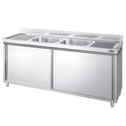 Spülschrank PREMIUM - 1800x600mm - Mit 2 Becken Mittig -Küchen Verkauf SSR186BM2 1 30c7