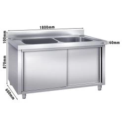 Topfspülschrank - 1800x600mm - Mit 1 Becken