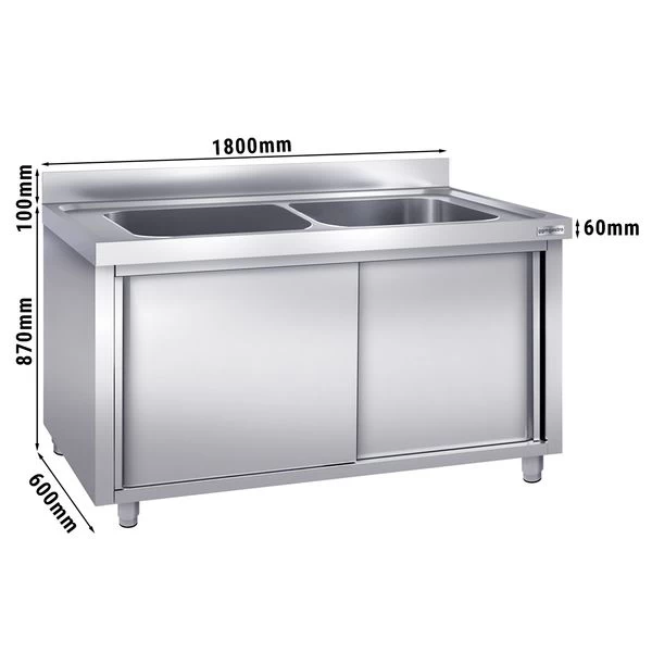 Topfspülschrank - 1800x600mm - Mit 2 Becken 1 Topfspülschrank - 1800x600mm - Mit 2 Becken