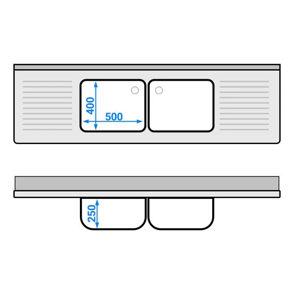 Spülschrank PREMIUM - 2000x600mm - Mit 2 Becken Mittig 6 Spülschrank PREMIUM - 2000x600mm - Mit 2 Becken Mittig – Bild 6