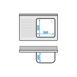Spültisch PREMIUM - 1000x700mm - Mit Grundboden & 1 Becken Rechts 11 Spültisch PREMIUM - 1000x700mm - Mit Grundboden & 1 Becken Rechts -Küchen Verkauf STK107BR1 drawing 7f94