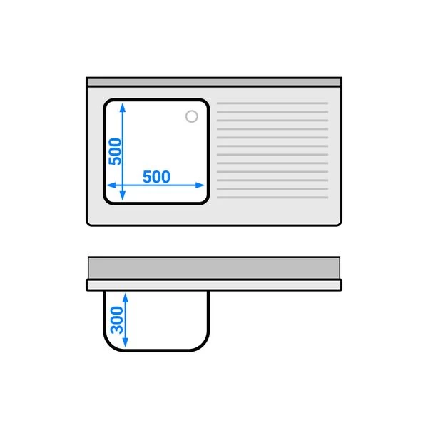 Spültisch PREMIUM - 1200x700mm - Mit Grundboden & 1 Becken Links 6 Spültisch PREMIUM - 1200x700mm - Mit Grundboden & 1 Becken Links – Bild 6