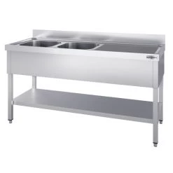 Spültisch PREMIUM - 1800x700mm - Mit Grundboden & 2 Becken Links -Küchen Verkauf STK187BL2 2 0868