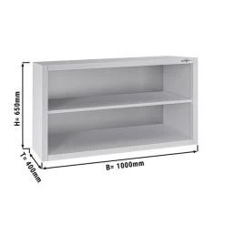 Edelstahl Wandhängeschrank ECO - 1000x400mm - Ohne Schiebetür - 650mm Hoch