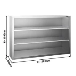 Edelstahl Wandhängeschrank PREMIUM - 1200x400mm - Ohne Schiebetür - 1000mm Hoch