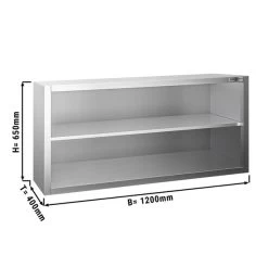 Edelstahl Wandhängeschrank PREMIUM - 1200x400mm - Ohne Schiebetür - 650mm Hoch