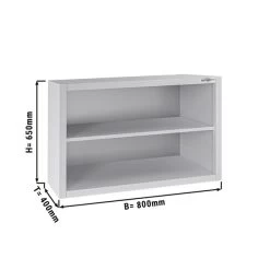 Edelstahl Wandhängeschrank ECO - 800x400mm - Ohne Flügeltür - 650mm Hoch