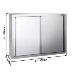 Edelstahl Wandhängeschrank PREMIUM - 1000x400mm - Mit Schiebetür - 1000mm Hoch