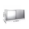 Edelstahl Wandhängeschrank PREMIUM - 1400x400mm - Mit Schiebetür - 650mm Hoch
