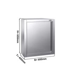Edelstahl Wandhängeschrank PREMIUM - 600x400mm - Mit Flügeltür - 650mm Hoch