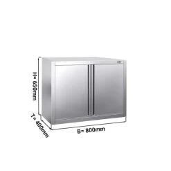 Edelstahl Wandhängeschrank PREMIUM - 800x400mm - Mit Flügeltür - 650mm Hoch