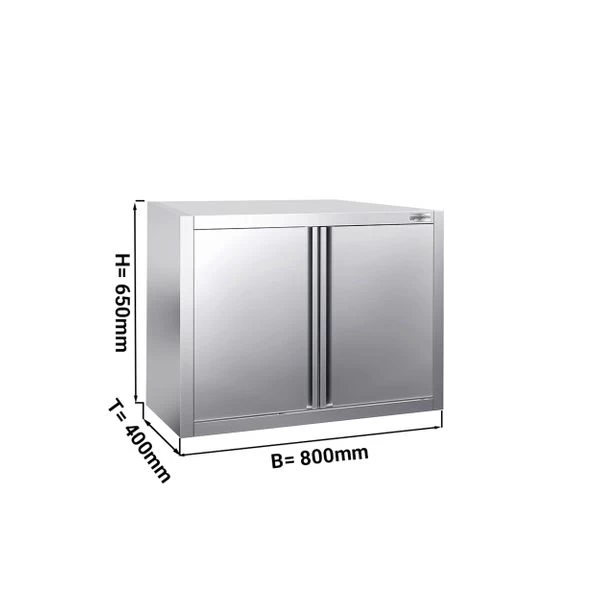 Edelstahl Wandhängeschrank PREMIUM - 800x400mm - Mit Flügeltür - 650mm Hoch 1 Edelstahl Wandhängeschrank PREMIUM - 800x400mm - Mit Flügeltür - 650mm Hoch