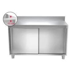 Edelstahl Arbeitsschrank PREMIUM - 1800x800mm - Mit Schiebetür & Aufkantung -Küchen Verkauf ask127a icon 1cc8