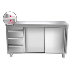 Edelstahl Arbeitsschrank PREMIUM - 1400x700mm - Mit 3 Schubladen Links Ohne Aufkantung -Küchen Verkauf ask146 l icon 2783