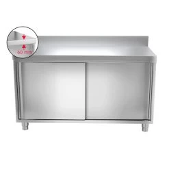 Edelstahl Arbeitsschrank ECO - 1400x700mm - Mit Schiebetür Und Aufkantung -Küchen Verkauf ask146a icon a7c6 1