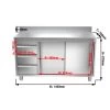 Edelstahl Arbeitsschrank PREMIUM - 1400x700mm - Mit 3 Schubladen Links & Aufkantung