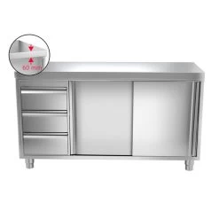Edelstahl Arbeitsschrank PREMIUM - 1600x700mm - Mit 3 Schubladen Links Ohne Aufkantung -Küchen Verkauf ask166 l icon 8ebf