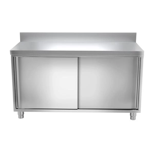 Edelstahl Arbeitsschrank PREMIUM - 1600x600mm - Mit Schiebetür & Aufkantung 4 Edelstahl Arbeitsschrank PREMIUM - 1600x600mm - Mit Schiebetür & Aufkantung – Bild 4