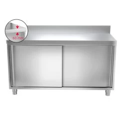 Edelstahl Arbeitsschrank ECO - 1800x600mm - Mit Schiebetür Und Aufkantung -Küchen Verkauf ask187a icon da3f