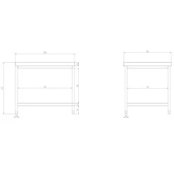 Edelstahl Arbeitstisch PREMIUM - 1000x800mm - Mit Grundboden Ohne Aufkantung -Küchen Verkauf atk108 zeichnung 59ae