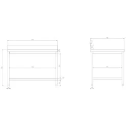 Edelstahl Arbeitstisch PREMIUM - 1600x800mm - Mit Grundboden & Aufkantung 20 Edelstahl Arbeitstisch PREMIUM - 1600x800mm - Mit Grundboden & Aufkantung -Küchen Verkauf atk168a zeichnung cc2f