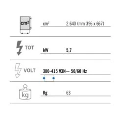 Elektro Bratplatte - 5,7 KW - Glatt - Mit Glänzendem Finish -Küchen Verkauf ebpggb499f tabelle da8b