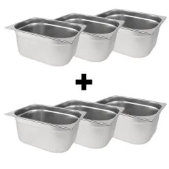 Edelstahl GN Behälter 1/2 - Tiefe: 200 Mm -Küchen Verkauf gby12200 set6 73fc 2