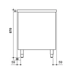 Edelstahl Arbeitsschrank PREMIUM - 800x600mm - Mit Flügeltür Ohne Aufkantung -Küchen Verkauf stainless steel workcabinet without backsplash drawing 2 c016 9