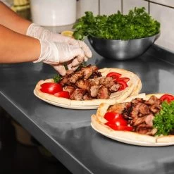 Edelstahl Arbeitstisch PREMIUM - 1500x800mm - Mit Grundboden & Aufkantung -Küchen Verkauf stainless steel worktable inuse 1 4265 9