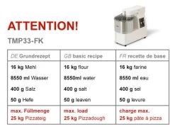 Teigknetmaschine - 33 Liter / 25 Kg - 2 Geschwindigkeiten - Mit Festem Kessel 13 Teigknetmaschine - 33 Liter / 25 Kg - 2 Geschwindigkeiten - Mit Festem Kessel -Küchen Verkauf tmp33 fk 3087