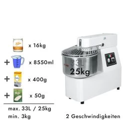 Teigknetmaschine - 33 Liter / 25 Kg - 2 Geschwindigkeiten - Mit Festem Kessel 11 Teigknetmaschine - 33 Liter / 25 Kg - 2 Geschwindigkeiten - Mit Festem Kessel -Küchen Verkauf tmp33 fk rezept 3 29f0