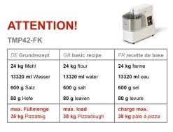 Teigknetmaschine - 42 Liter / 38 Kg - 2 Geschwindigkeiten - Mit Festem Kessel 13 Teigknetmaschine - 42 Liter / 38 Kg - 2 Geschwindigkeiten - Mit Festem Kessel -Küchen Verkauf tmp42 fk 981b