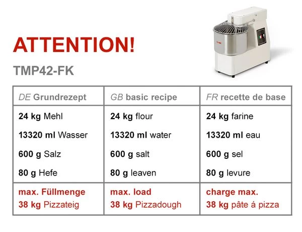 Teigknetmaschine - 42 Liter / 38 Kg - 2 Geschwindigkeiten - Mit Festem Kessel 5 Teigknetmaschine - 42 Liter / 38 Kg - 2 Geschwindigkeiten - Mit Festem Kessel – Bild 5