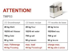 Teigknetmaschine - 53 Liter / 44 Kg - Mit Festem Kessel -Küchen Verkauf tmp53 c9ed