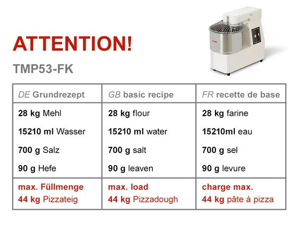 Teigknetmaschine - 53 Liter / 44 Kg - 2 Geschwindigkeiten - Mit Festem Kessel 5 Teigknetmaschine - 53 Liter / 44 Kg - 2 Geschwindigkeiten - Mit Festem Kessel – Bild 5