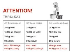 Teigknetmaschine - 53 Liter / 43 Kg - 2 Geschwindigkeiten - Kessel Abnehmbar Und Rührwerk Aufklappbar 11 Teigknetmaschine - 53 Liter / 43 Kg - 2 Geschwindigkeiten - Kessel Abnehmbar Und Rührwerk Aufklappbar -Küchen Verkauf tmp53 ka2 493e