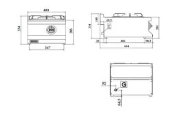 Gasherd - 8,65 KW - 1 Brenner -Küchen Verkauf zeichnung 1platte c9c6